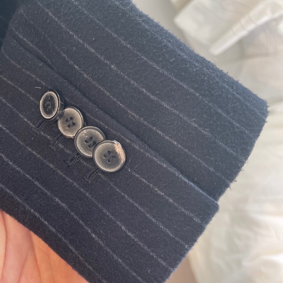 Zara woman blue wool stripe blazer - Picture 6 of 11